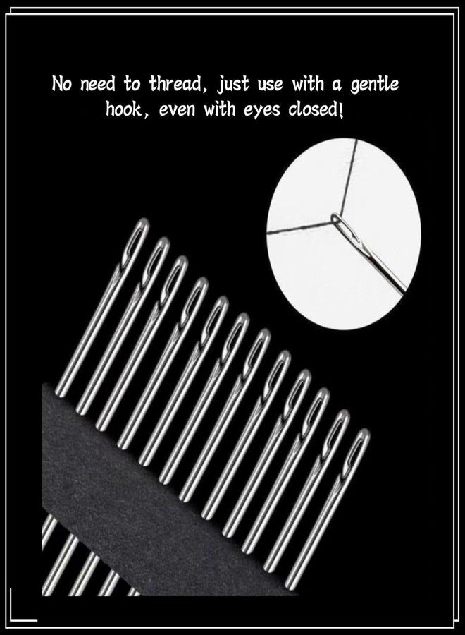 GEMSY مجموعة إبر خياطة ذاتية التلقيم من Gemsy مع علبة خشبية، 30 قطعة، تصميم بفتحة كبيرة - Image 3